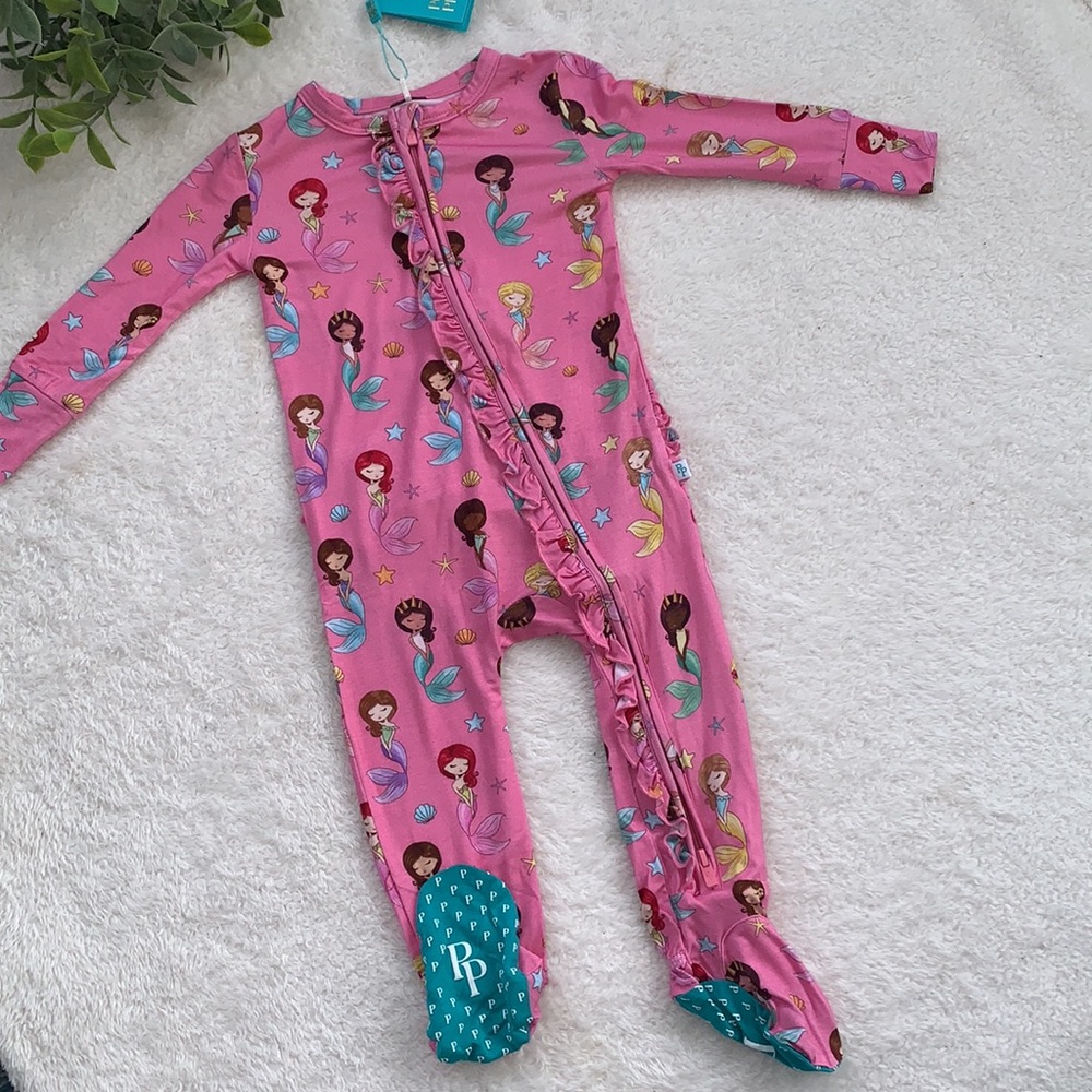NWT Posh Peanut Mermaid Footie 9-12M Mermaids Pink